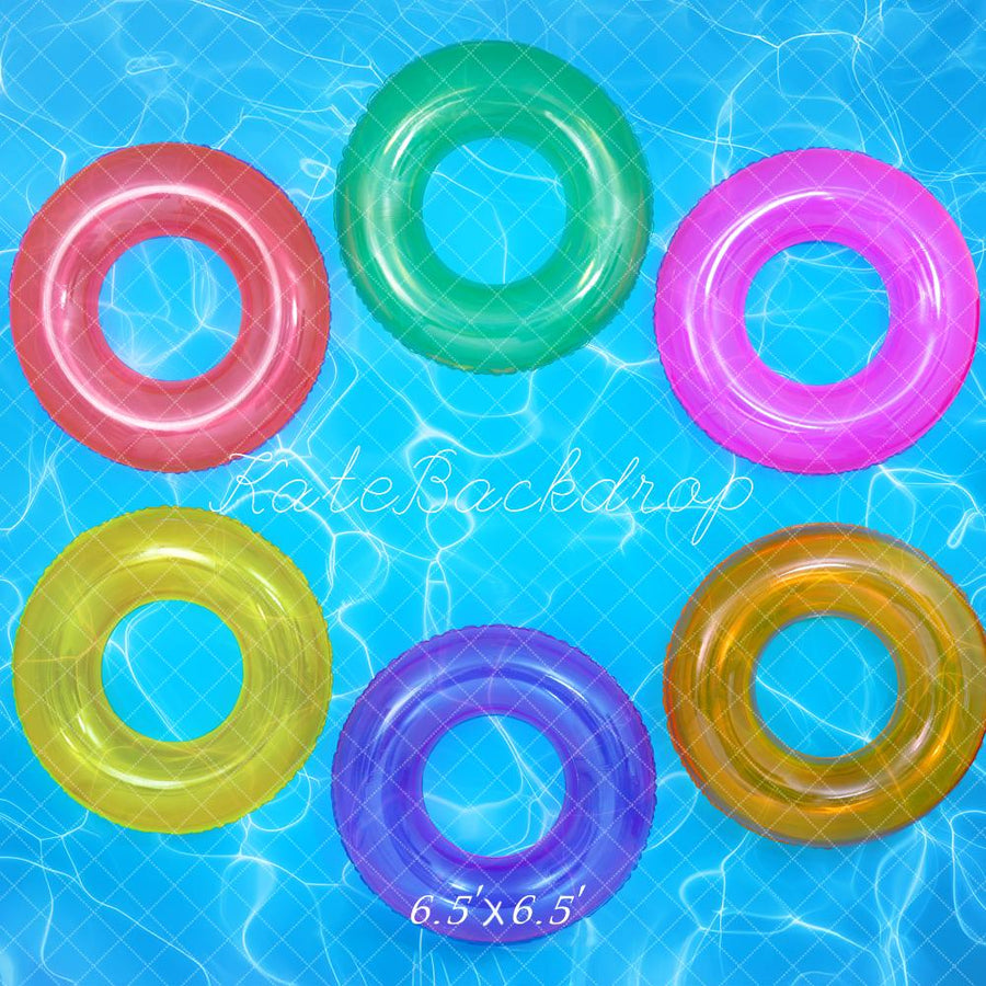 Vibrant Floating Pool Rings Backdrop