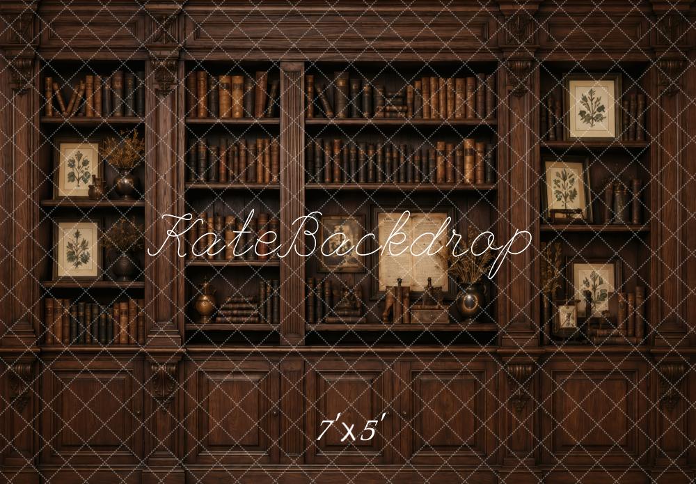 Kate Brown Vintage Bookshelf Cabinet Printed Backdrop Designed by Vertigo Productions