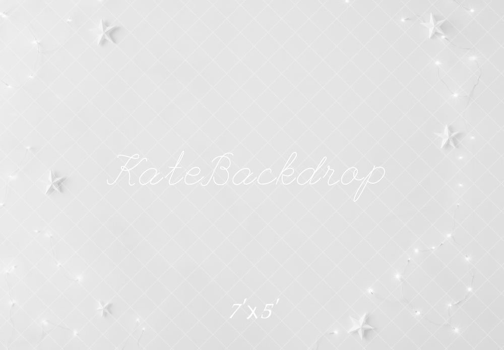 Kate White Origami Stars String Lights Floor Printed Backdrop Designed by Mini MakeBelieve