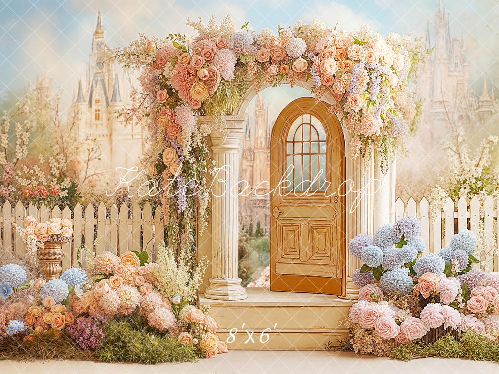 Kate Spring Flower Arch Castle Door Garden Backdrop Designed by Chain Photography
