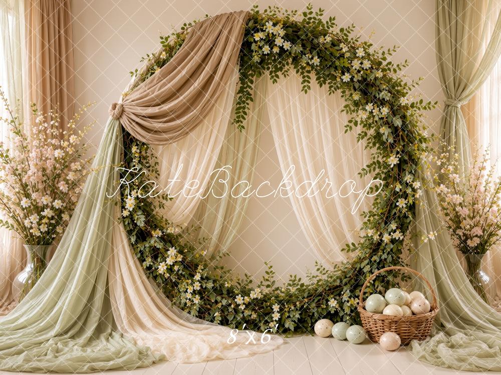 Kate Easter Floral Arch Egg Basket Drapery Printed Backdrop Designed by Ashley Ward
