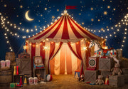 circus tent backdrop Kate Starry Night Carousel Printed Designed by Emetselch Colors:Orange AXA Block XXL + Accessories store Birthday Backdrops For Photography