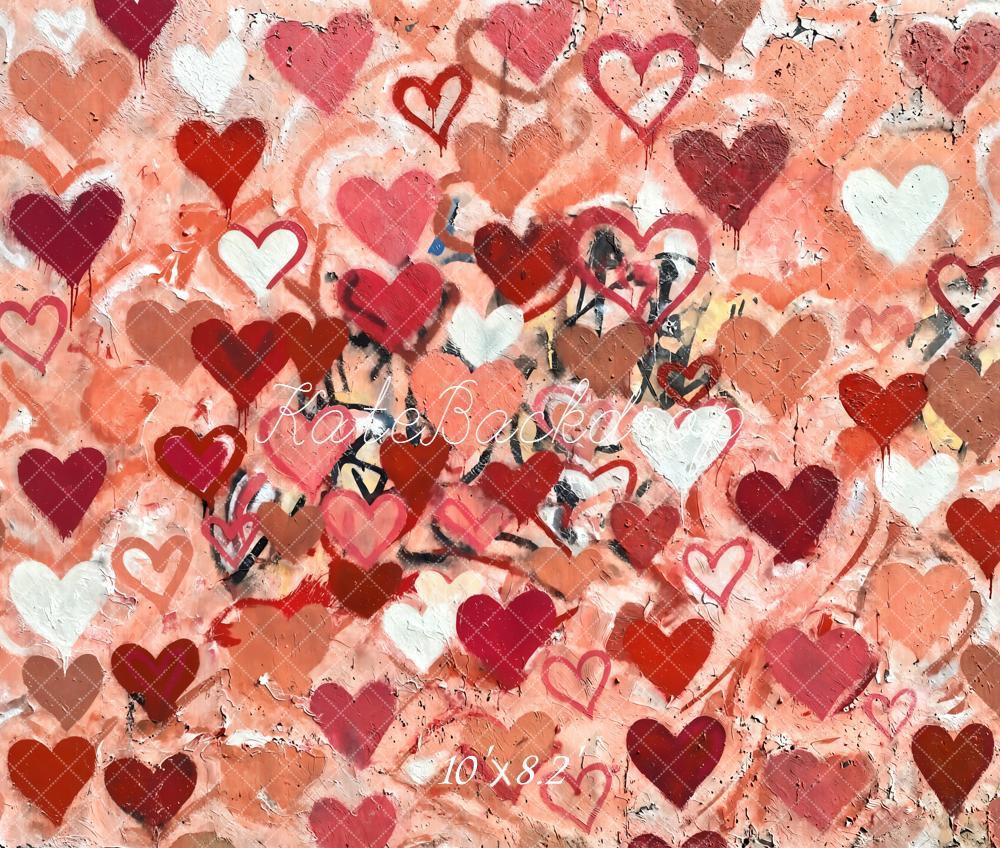 Kate Valentine's Day Graffiti Hearts Abstract Wall Backdrop Designed by Kate Image