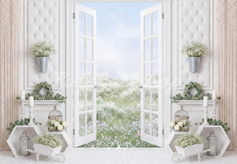 Kate White French Doors Floral Field Backdrop Designed by Mini MakeBelieve
