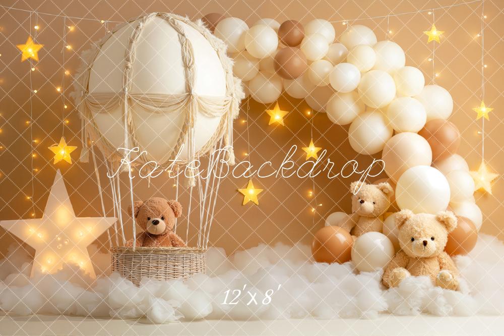 Kate Cake Smash Hot Air Balloon Teddy Bears Star Balloons Backdrop Designed by Emetselch