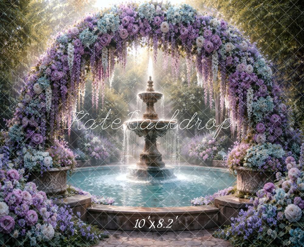 Kate Flower Arch Fountain Garden Printed Backdrop Designed by Vertigo Productions
