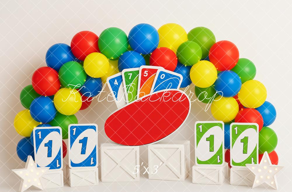 Kate Birthday Colorful Card Game Balloon Backdrop Designed by Patty Roberts
