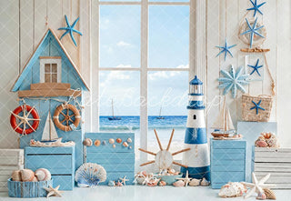 Cake Smash Nautical Beach Lighthouse Sterrenzeef Foto Achtergrond Designed by Emetselch