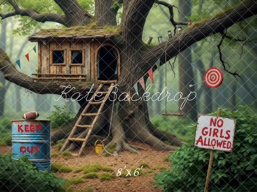 TEST Kate Summer Treehouse Forest Clubhouse Printed Backdrop Designed by Laura Bybee
