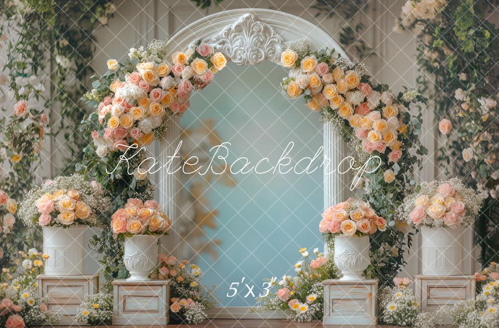 Arco di Fiori Primaverili Elegante Fondale Disegnato da Mini MakeBelieve