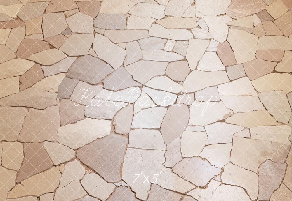 Kate Beige Stone Cobblestone Floor Backdrop Designed by Emetselch