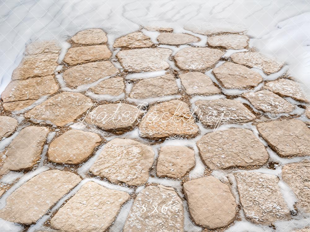 Kate Winter Cobblestone Snow Floor Backdrop Designed by Kate Image