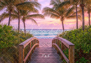 Kate Beach Tropical Sunset Palm Trees Printed Backdrop Designed by Emetselch