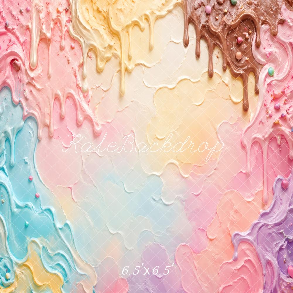 Kate Summer Ice Cream Pastel Dripping Frosting Abstract Printed Backdrop Designed by Vertigo Productions