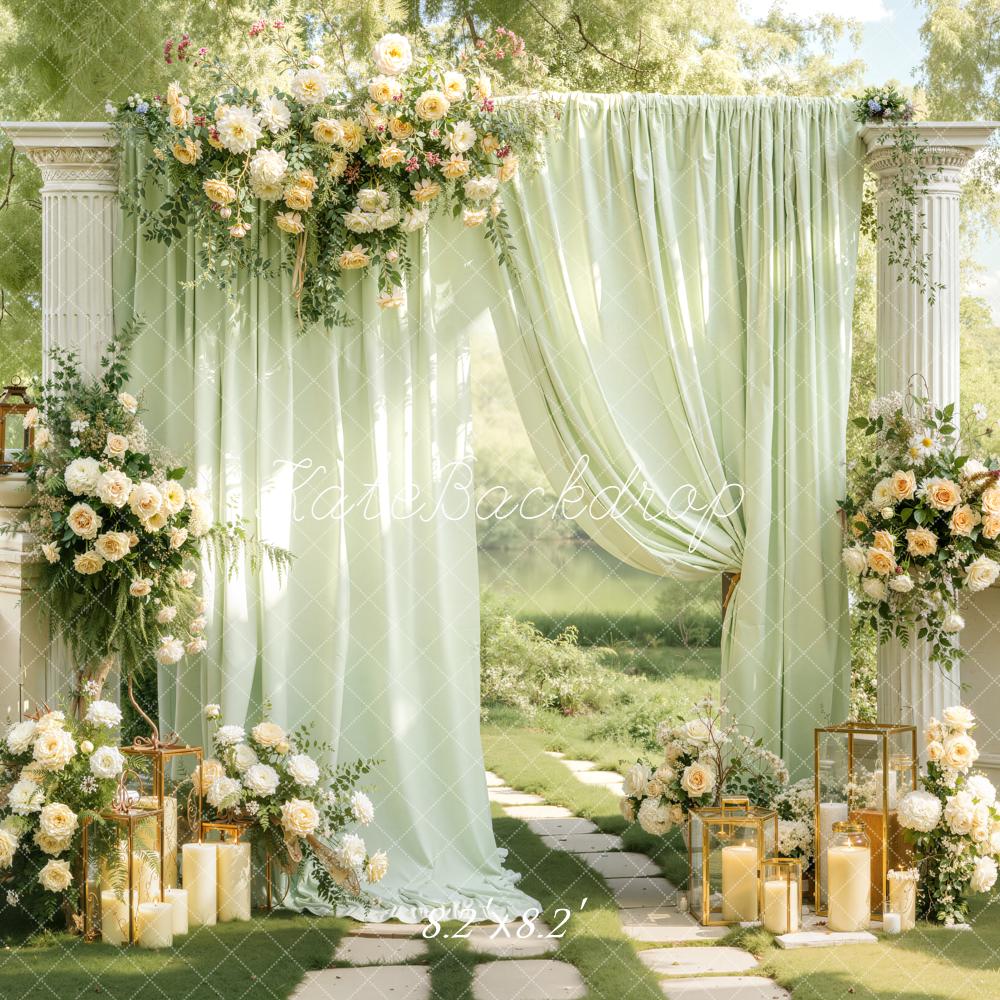 Kate Wedding Flower Arch Garden Columns Candles Backdrop Designed by Emetselch
