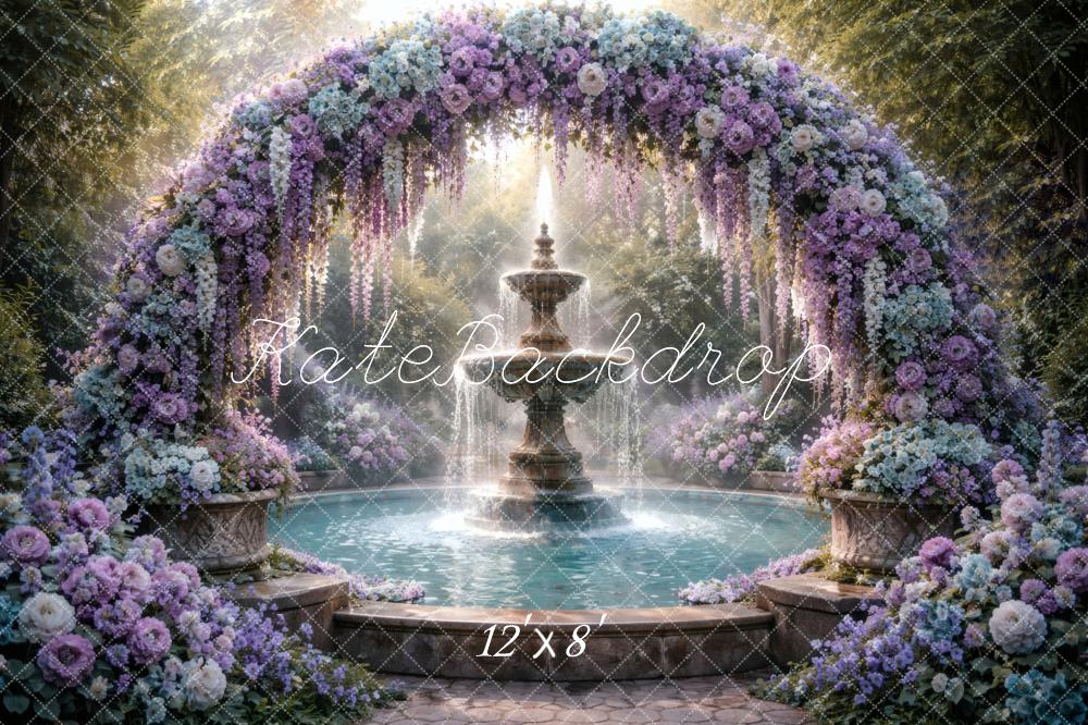 Kate Flower Arch Fountain Garden Printed Backdrop Designed by Vertigo Productions