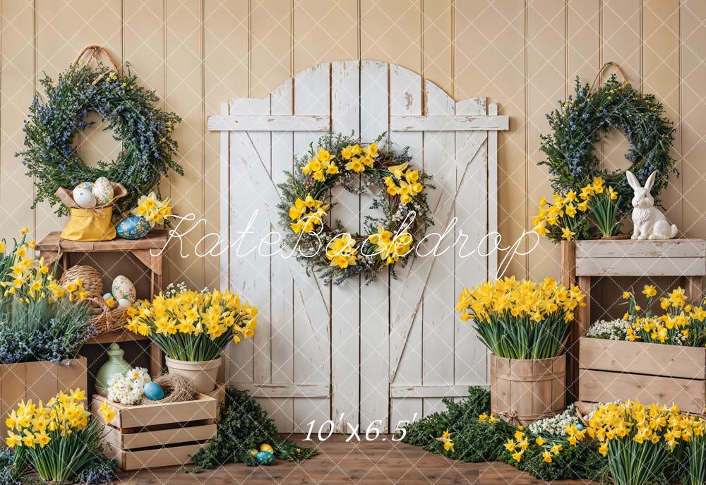 Backdrop per Porta Florale Gialla con Coniglio di Pasqua Progettato da Emetselch