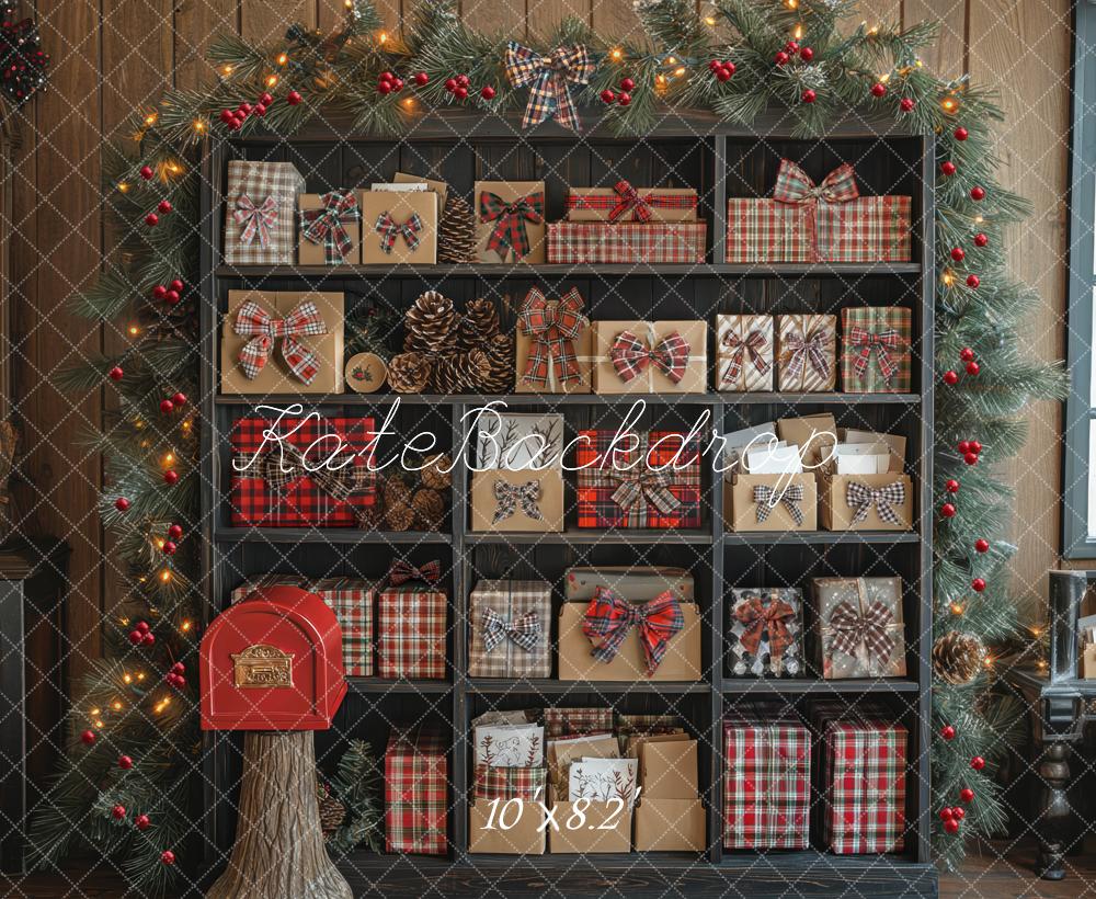 Kate Christmas Mailroom Cabinet Gift Garland Mailbox Backdrop Designed by Mini MakeBelieve