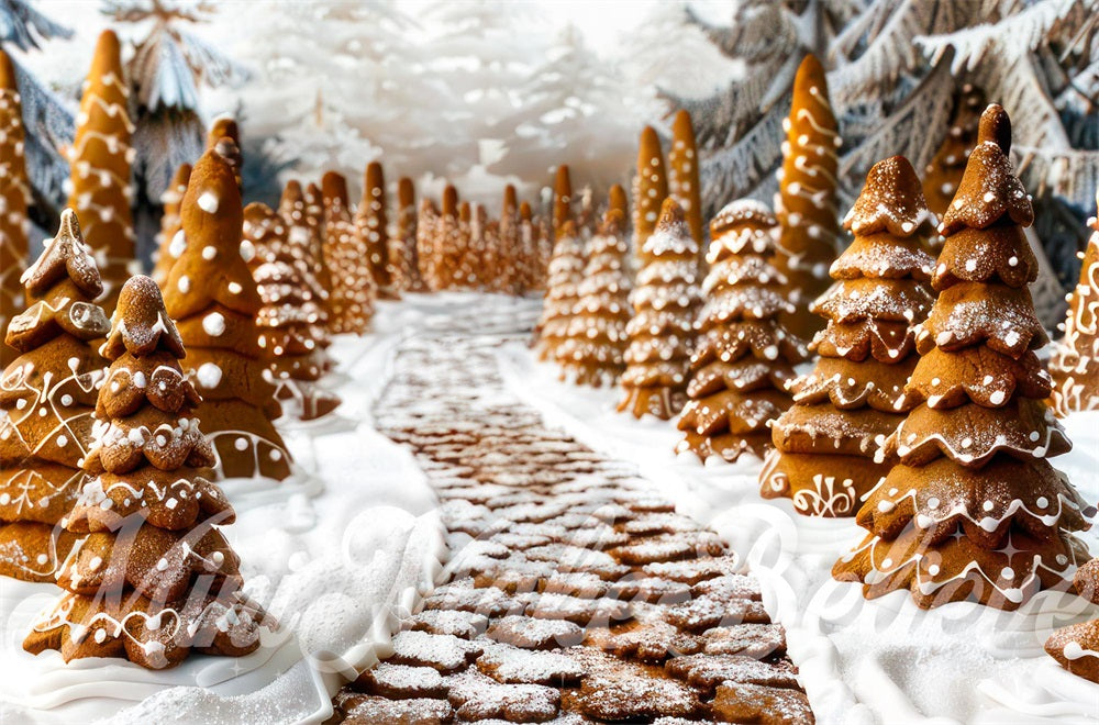 Whimsical Gingerbread Forest Winter Backdrop