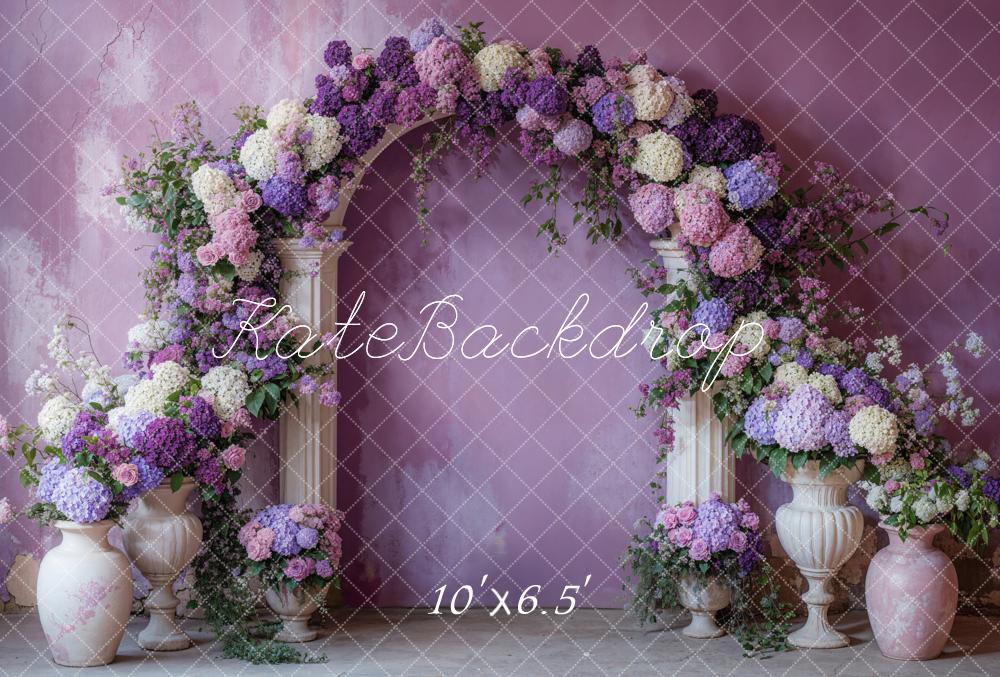Kate Spring Beautiful Purple Floral Arch Backdrop Designed by Emetselch