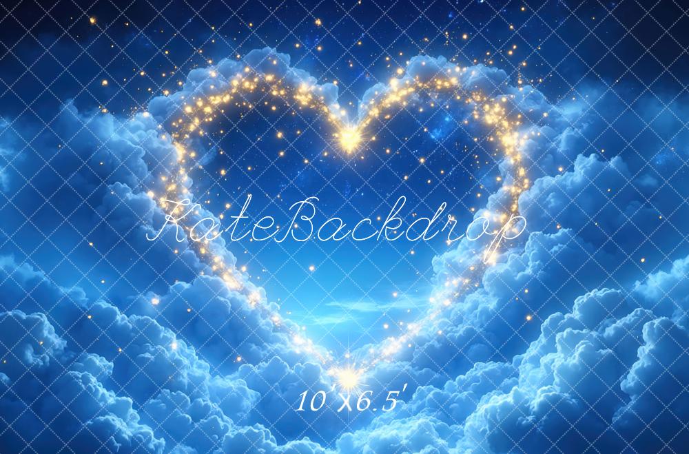Kate Heart Shaped Light Clouds Blue Sky Backdrop Designed by Mini MakeBelieve