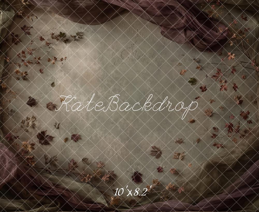 Kate Fall Brown Leaf Elegant Drapes Arch Printed Backdrop Printed Backdrop Designed by Shutter Swan Studios