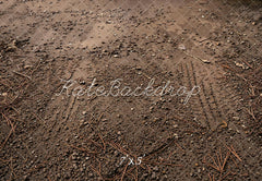 Kate Brown Dirt Gravel Tire Track Floor Printed Backdrop Designed by Kate Image