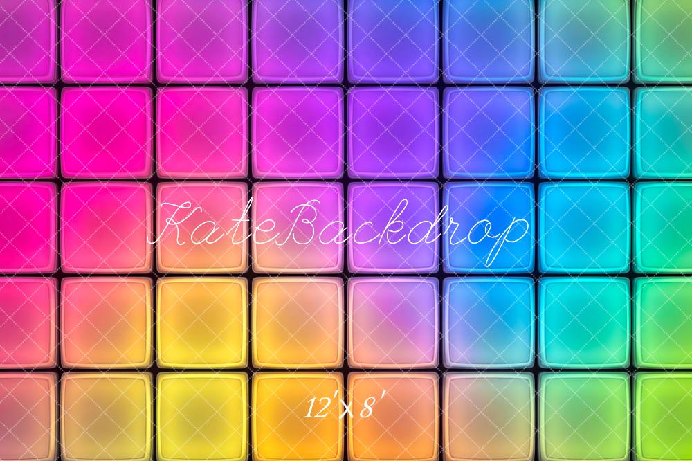 Kate Colorful Gradient Square Retro Wall Printed Backdrop Designed by Patty Roberts