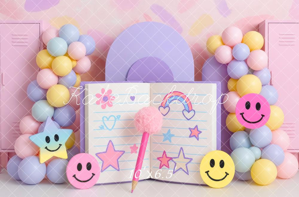 Kate Cake Smash Pastel Smiley Stars Diary Backdrop Designed by Mini MakeBelieve