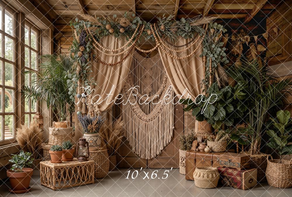 Kate Boho Macrame Flower Arch Greenery Rustic Decor Printed Backdrop Designed by Emetselch