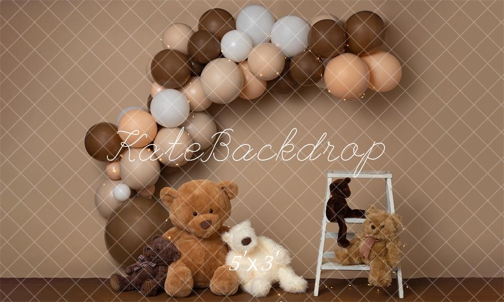 Kate Teddy Bear Cake Smash Balloon Arch Backdrop Designed by Erin Larkins