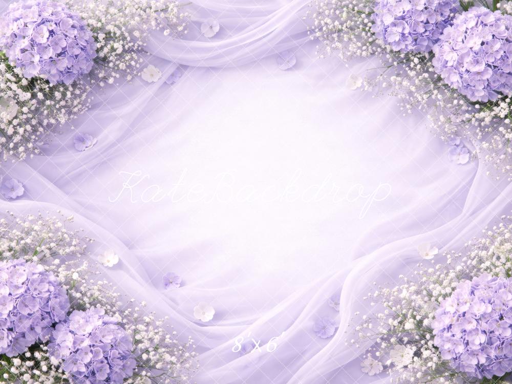 Kate Newborn Lavender Hydrangea Floral Draped Background Backdrop Designed by Megan Leigh Photography