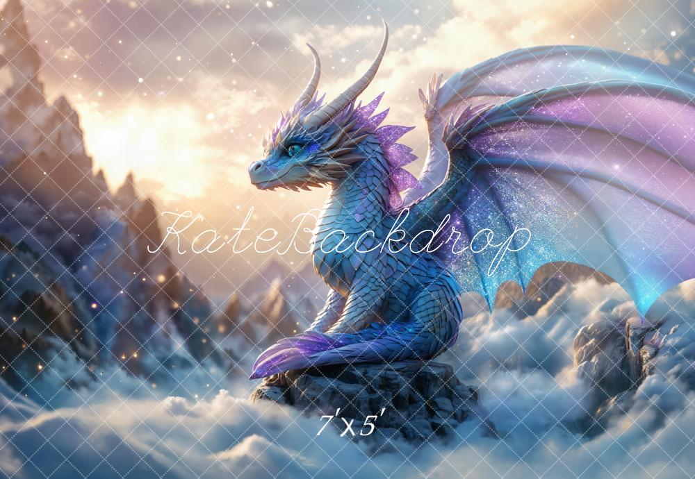 Kate Fantasy Blue Dragon Mountain Backdrop Designed by Chain Photography