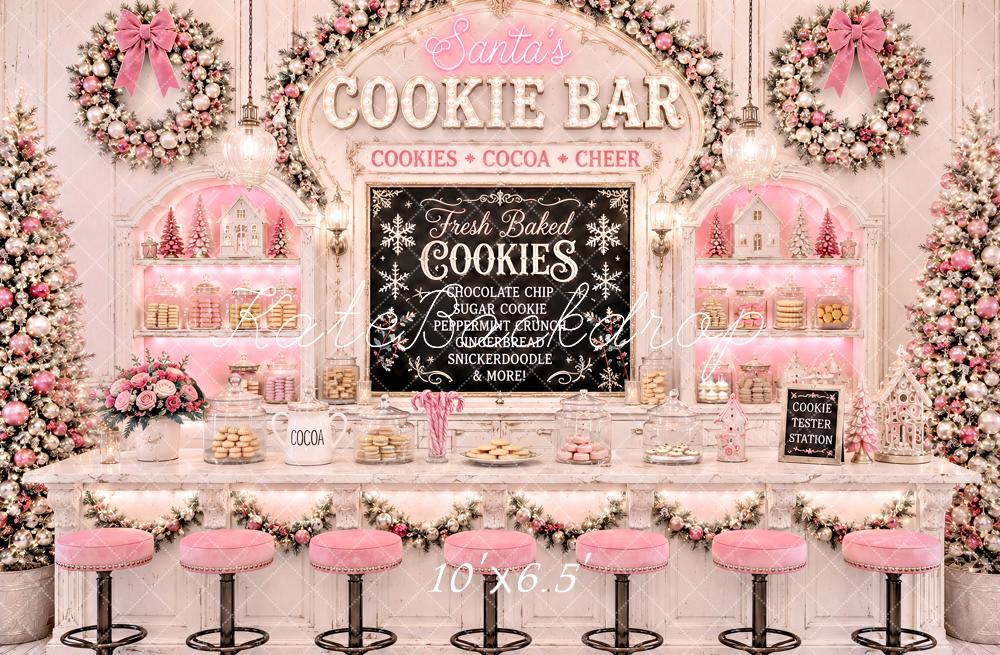 Kate Christmas Wreath Pink Cookie Bar Printed Backdrop Designed by Ashley Paul