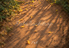 Kate Fall Path Fallen Leaves Sunlight Floor Printed Backdrop Designed by Emetselch