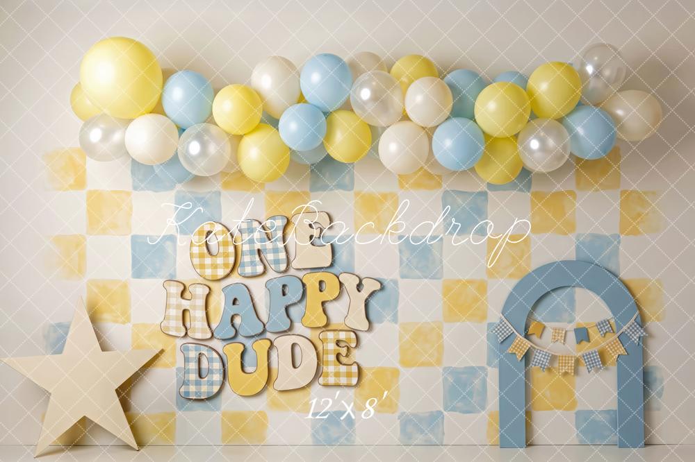 Kate Happy Dude Birthday Balloon Arch Printed Backdrop Designed by Patty Roberts