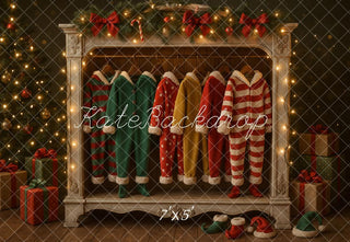Pijama de Navidad Closet Tree Lights Backdrop Designed by Ashley Paul