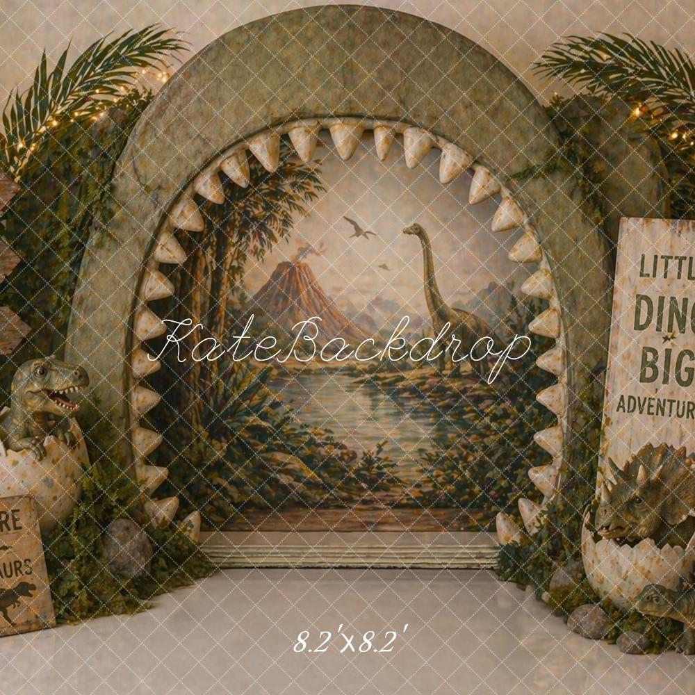 Kate Jungle Adventure Dinosaur Egg Archway Printed Backdrop Designed by Caitlin Lynch