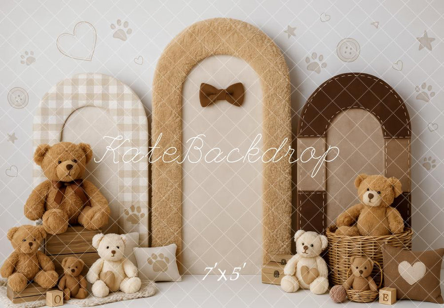 Kate Cake Smash Teddy Bear Cozy Arches Printed Backdrop Designed by Patty Roberts
