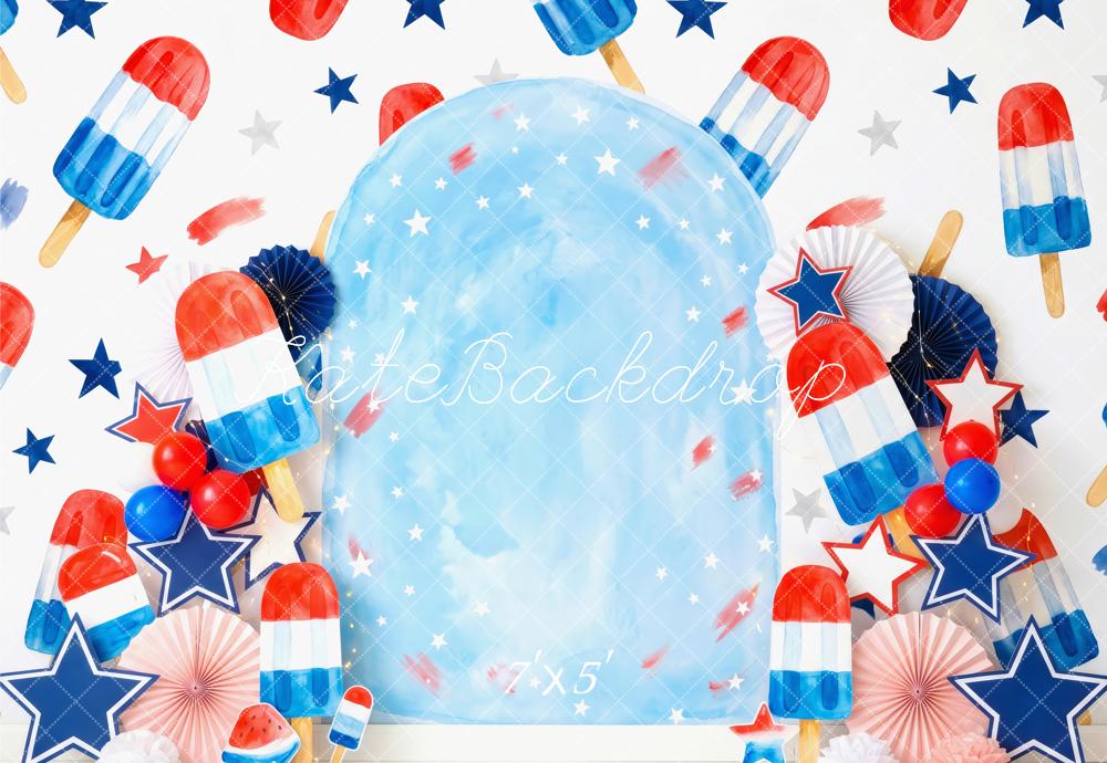 Kate Independence Day Red White Blue Popsicle Stars Printed Backdrop Designed by Patty Roberts