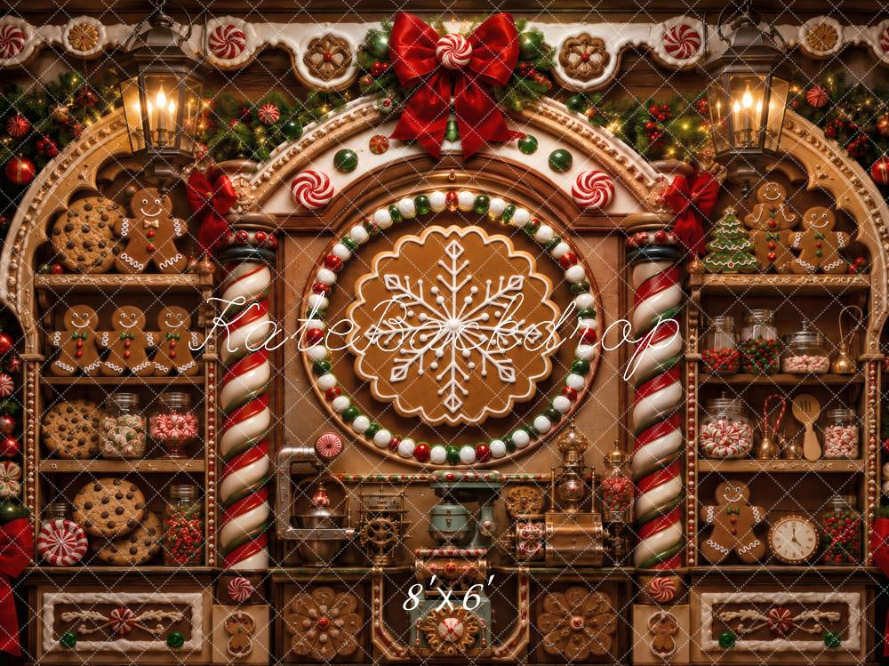 Kate Christmas Gingerbread Candy Cookie Wall Printed Backdrop Designed by Vertigo Productions