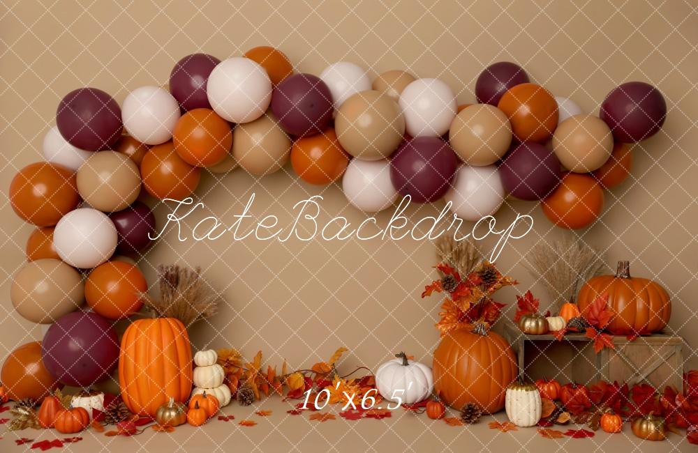 Kate Fall Cake Smash Pumpkin Balloon Arch Backdrop Designed by Melissa King
