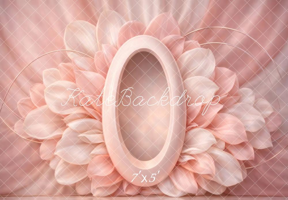 Kate Newborn Pink Flower Arch Oval Centerpiece Printed Backdrop Designed by Vertigo Productions