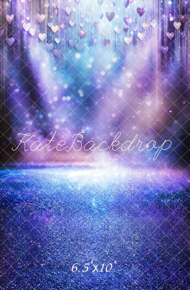 Bokeh Podiumverlichting Hart Glitters Paarse Foto Achtergrond Designed by Emetselch