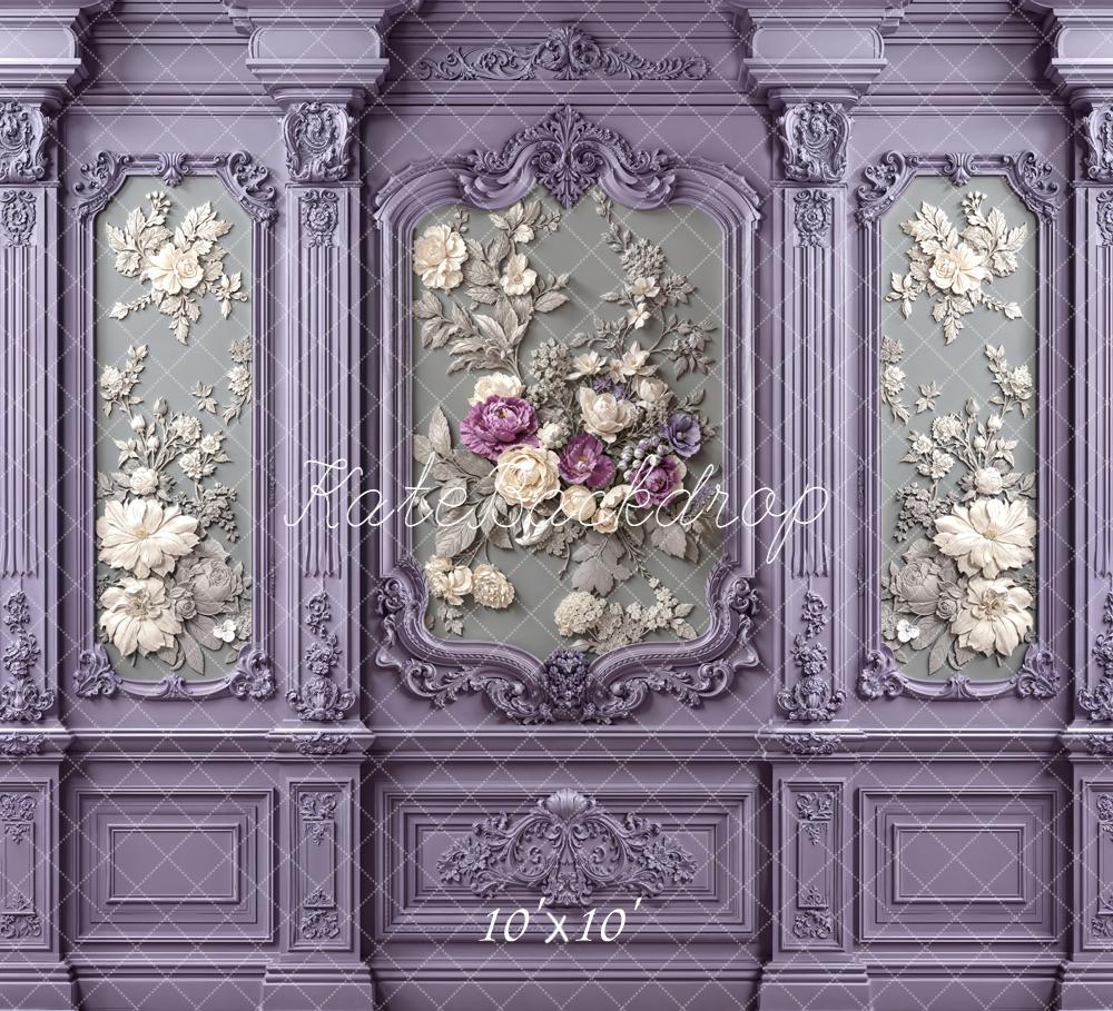 Kate Mother's Day Lavender Vintage Wall Floral Panels Backdrop Designed by Emetselch