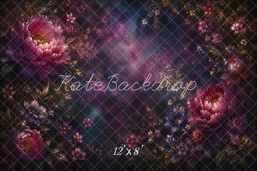 Kate Fine Art Duskwing Botanica Dark Floral Printed Backdrop Designed by Ashley Ward