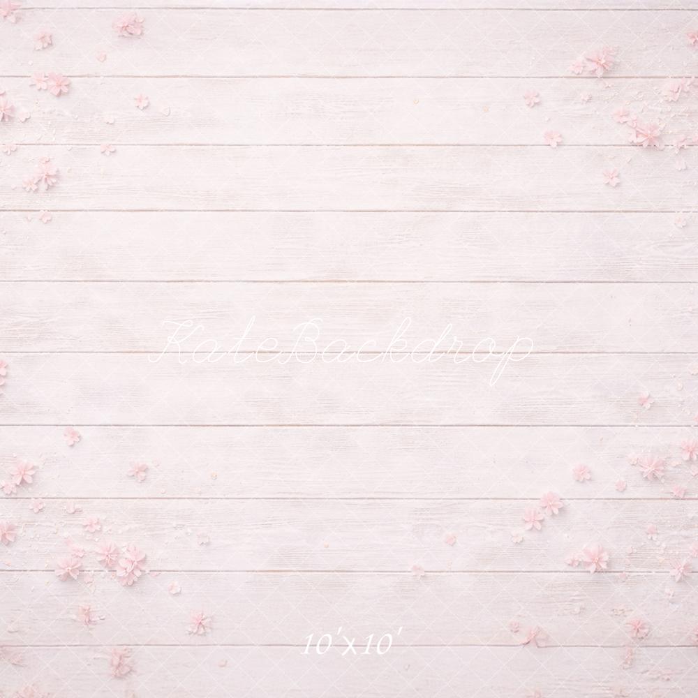 Kate Pink Flowers White Wood Floor Printed Backdrop Printed Backdrop Designed by Mandy Ringe Photography