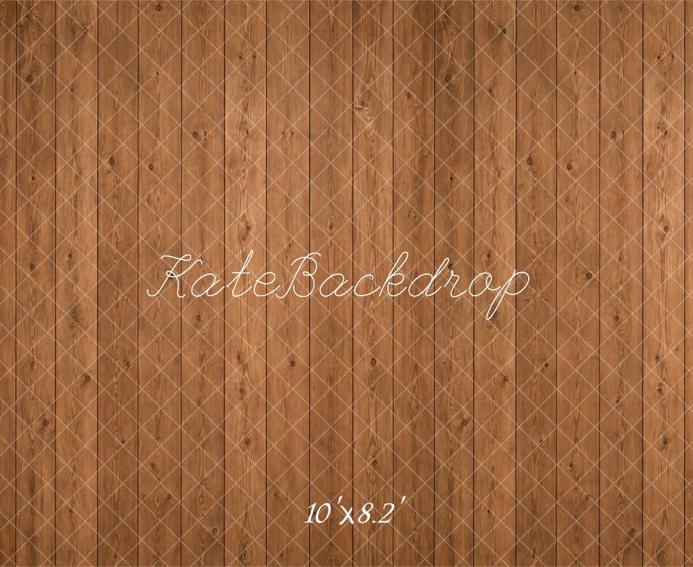 Kate Brown Light Wood Planks Floor Printed Backdrop Designed by Emetselch