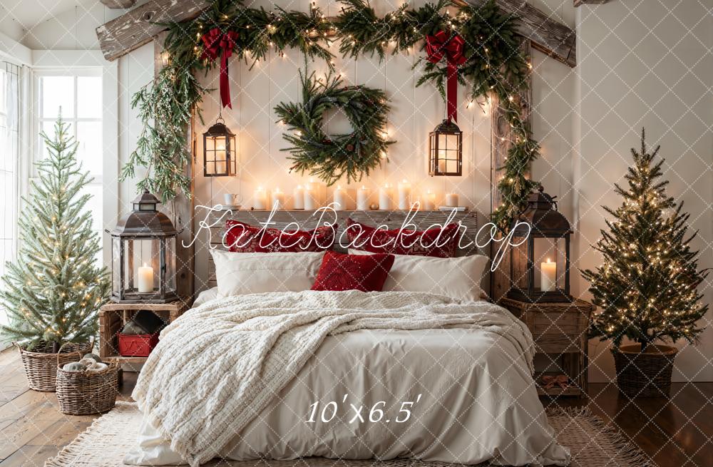 Kate Christmas Bedroom Cozy Garland Wreath Trees White Backdrop Designed by Emetselch