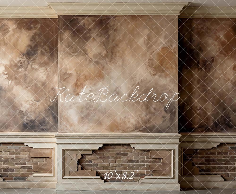 Kate Vintage Wall Brown Exposed Brick Printed Backdrop Designed by Mini MakeBelieve